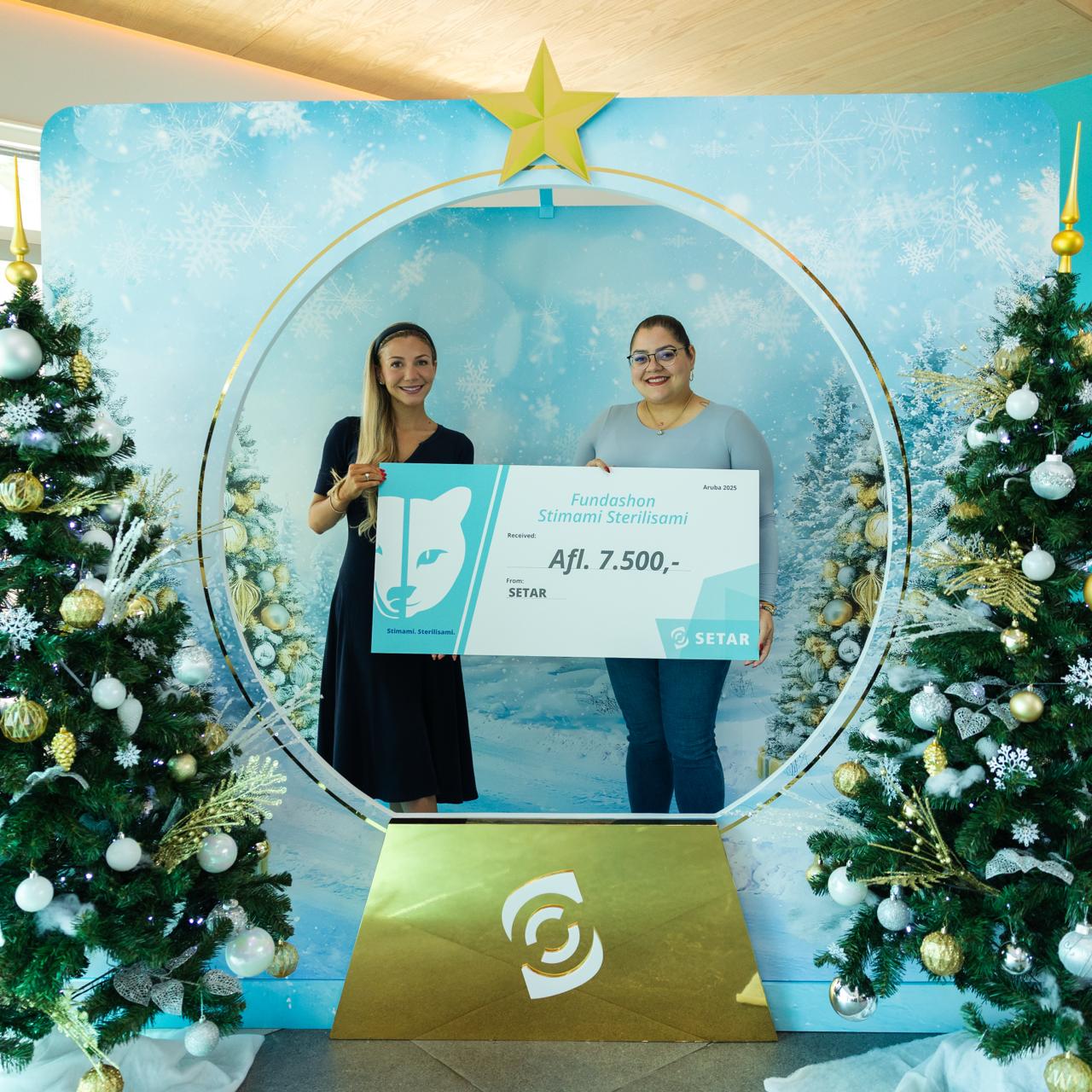 Setar N.V. ta hasi un donacion di Afl. 7,500 pa sostene e programa di sterilisacion di Stimami Sterilisami