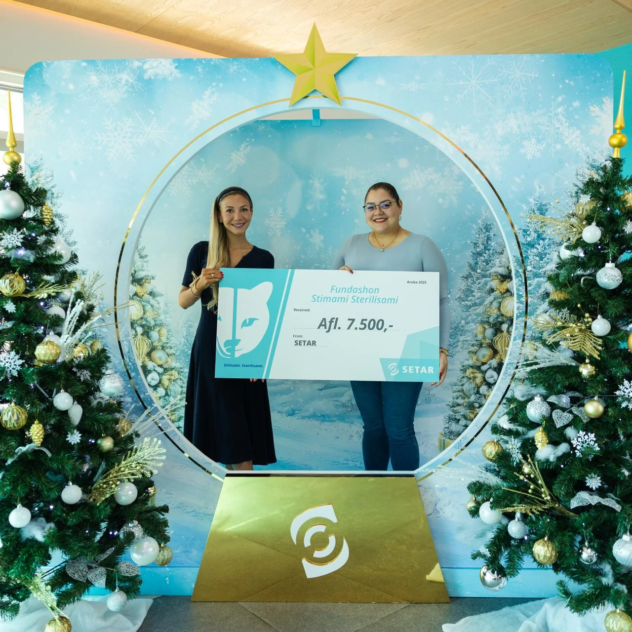 Setar N.V. ta hasi un donacion di Afl. 7,500 pa sostene e programa di sterilisacion di Stimami Sterilisami