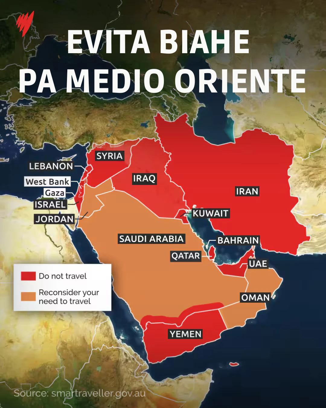 DBB ta urgi ciudadanonan pa evita biahe pa Medio Oriente