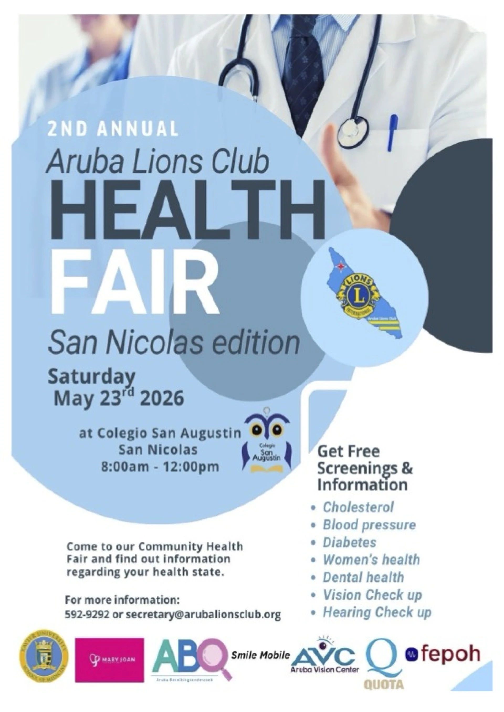 Aruba Lions Club cu su di 2 edicion di feria di salud na San Nicolas